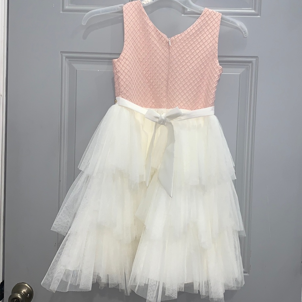 Large pink and gold lace dress size 10